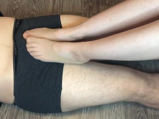 teen sockjob in stinky ped nylon socks after job underpants foot fetish