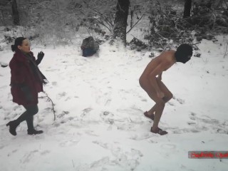 Mistress Luna - Boot Domination In The Freezing Snow (Ballbusting & CBT Trampling)